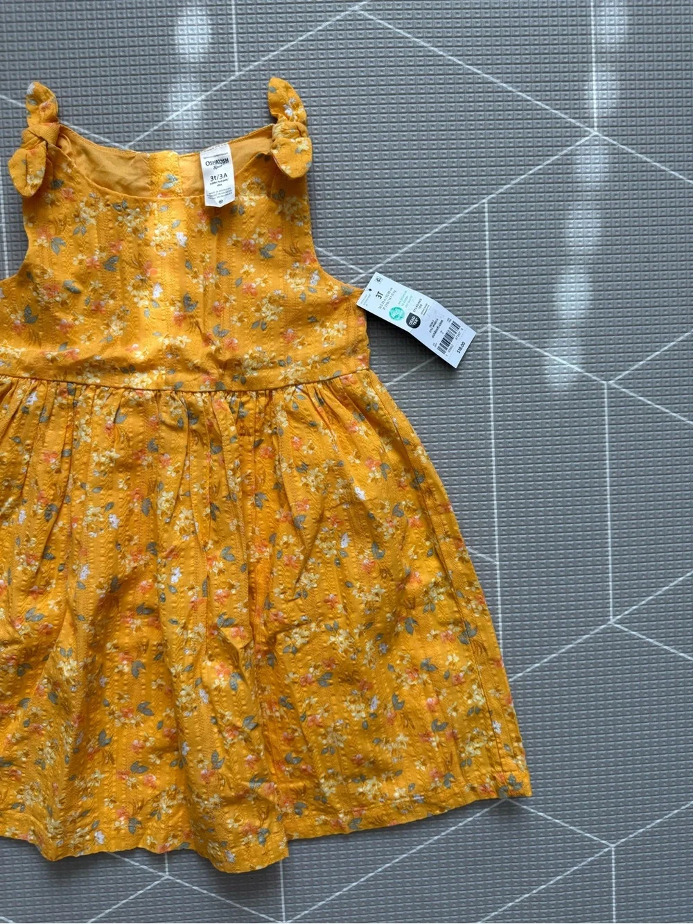Osh kosh|Baby Girl/toddler Mustard Yellow Floral Tie-Shoulder Sundress•••NWT 3T
